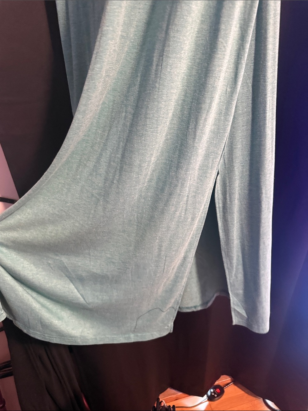 Women's V-Neck Short Sleeve T-Shirt Dress- Green - Picture 4 of 6